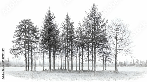 Wallpaper Mural Monochrome Photograph of a Group of Trees in Winter Torontodigital.ca