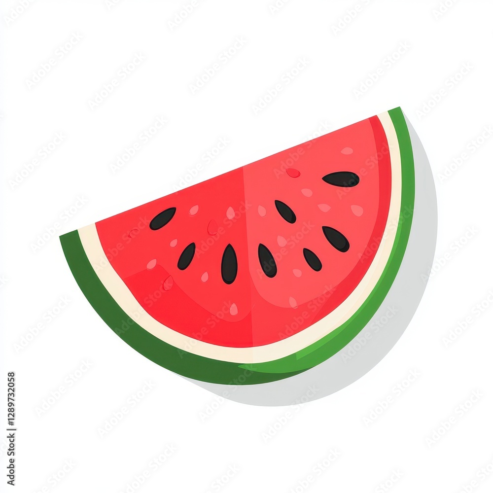 Red Watermelon Slice on White Background Red Watermelon Slice on White Background
