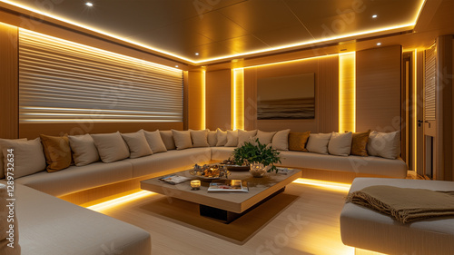 Wallpaper Mural 壁一面の間接照明とウッドパネルが演出するモダンなリラックス空間 Torontodigital.ca