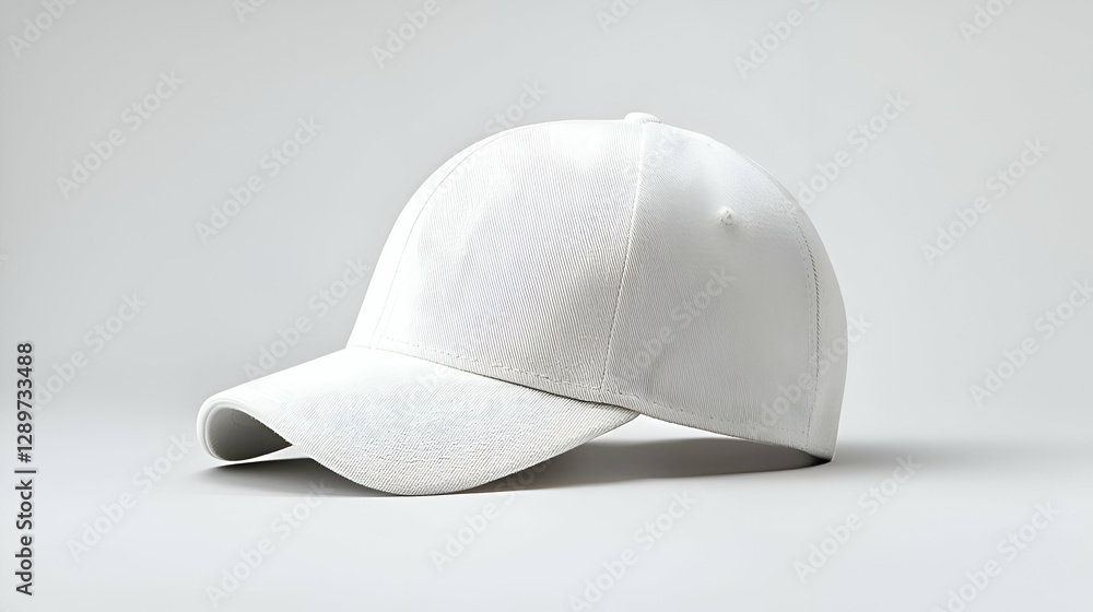 Fototapeta premium White Textured Baseball Cap on Grey Background