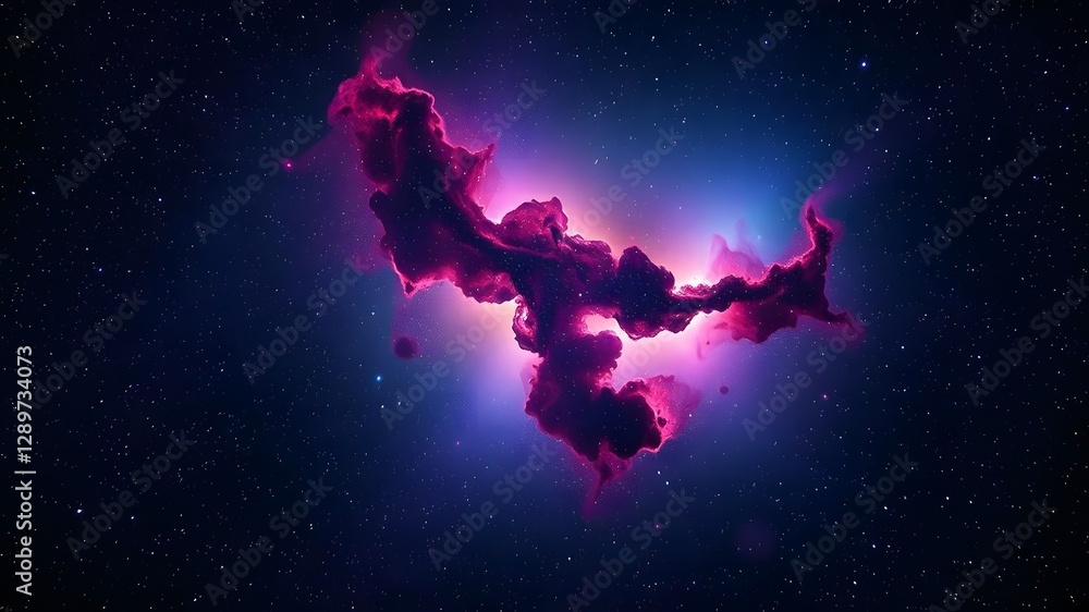 Obraz premium Vibrant Starry Symphony Cosmic Nebulae and Stars Illuminate the Celestial Landscape in Deep Space