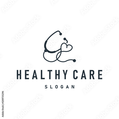 health care symbol design stethoscope logo illustration template creative medical