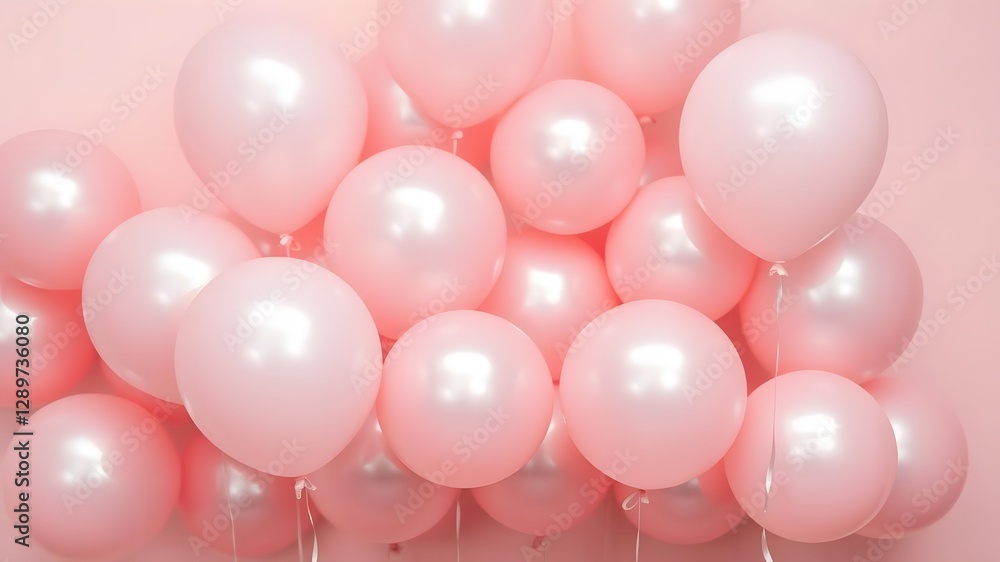 Shiny Metallic Pink Balloons Floating Against a Gentle Pastel Background for a Soft and Elegant Vibe Shiny Metallic Pink Balloons Floating Against a Gentle Pastel Background for a Soft and Elegant Vibe