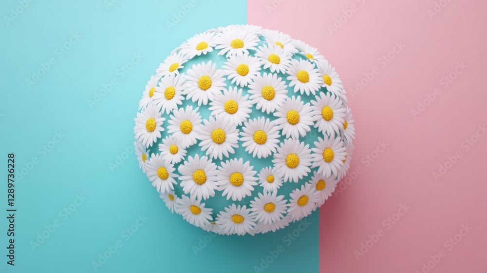Daisies sphere pastel background, spring design Daisies sphere pastel background, spring design