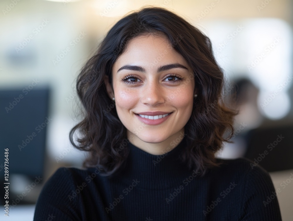 Woman Smiling in an Office Woman Smiling in an Office