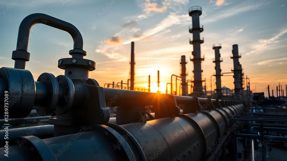 Close Up of Heat Exchanger in a Petrochemical Plant During Sunset Hours Close Up of Heat Exchanger in a Petrochemical Plant During Sunset Hours