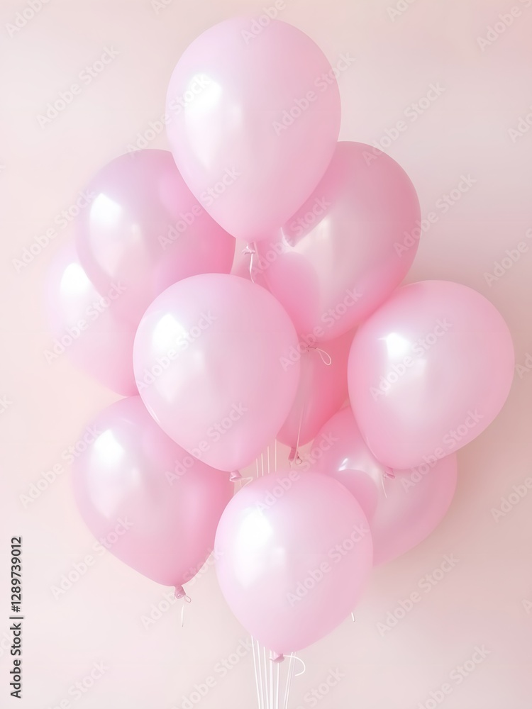 Shiny Metallic Pink Balloons Floating Against a Gentle Pastel Background for a Soft and Elegant Vibe Shiny Metallic Pink Balloons Floating Against a Gentle Pastel Background for a Soft and Elegant Vibe