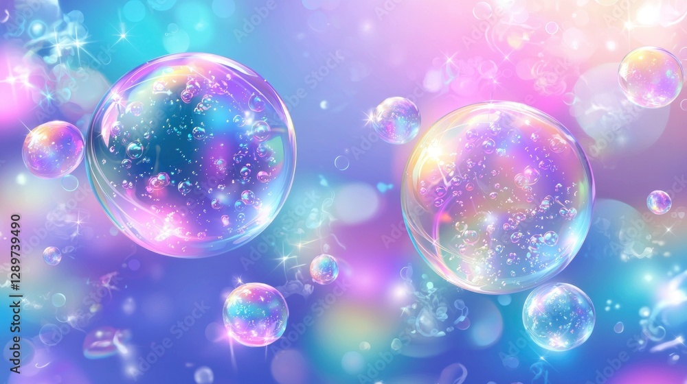 Colorful bubbles on a dreamy pastel background, creating a whimsical atmosphere with vibrant hues of blue, pink, and purple Perfect for conveying joy and creativity Colorful bubbles on a dreamy pastel background, creating a whimsical atmosphere with vibrant hues of blue, pink, and purple Perfect for conveying joy and creativity