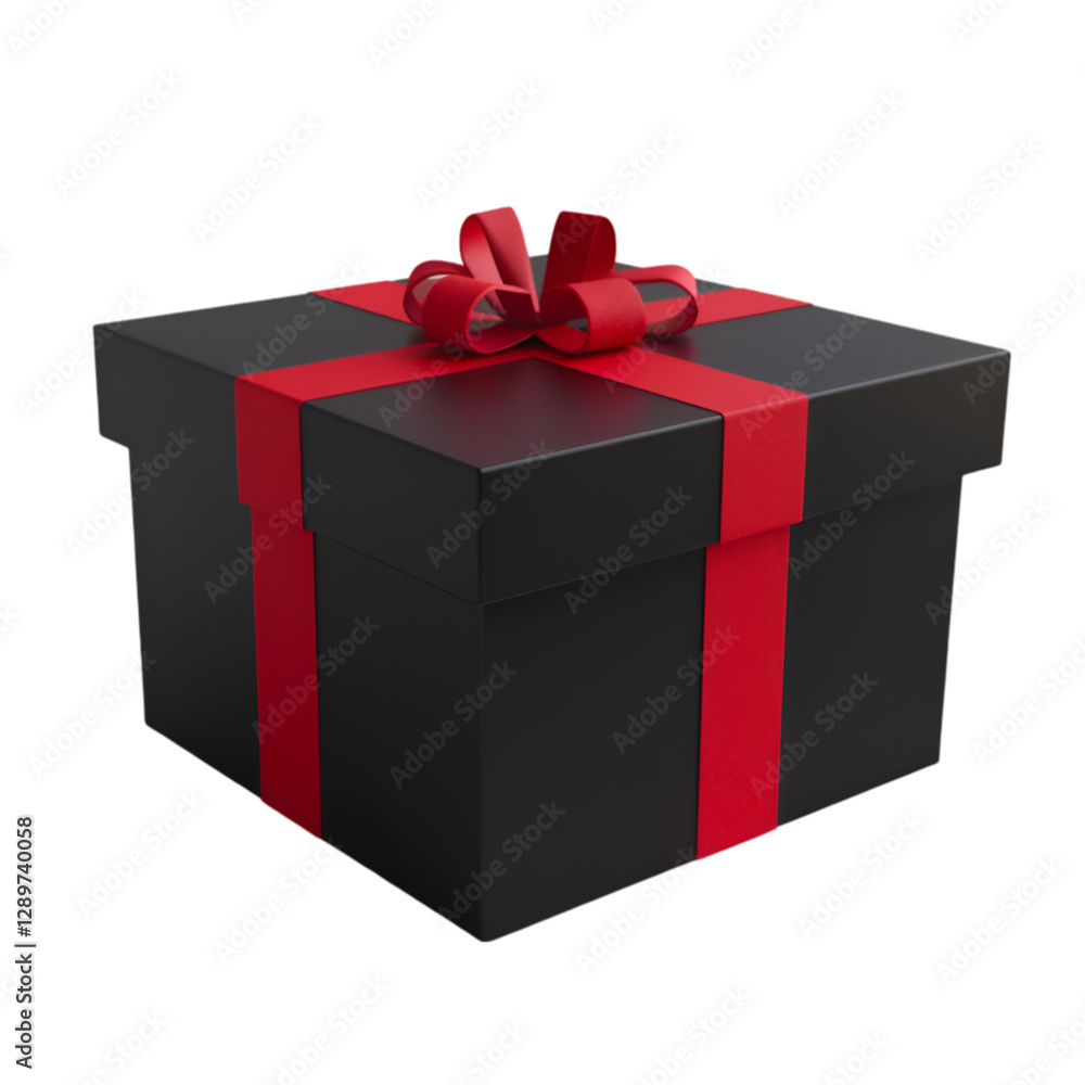 Black Gift Box Red Ribbon Surprise Present Black Gift Box Red Ribbon Surprise Present