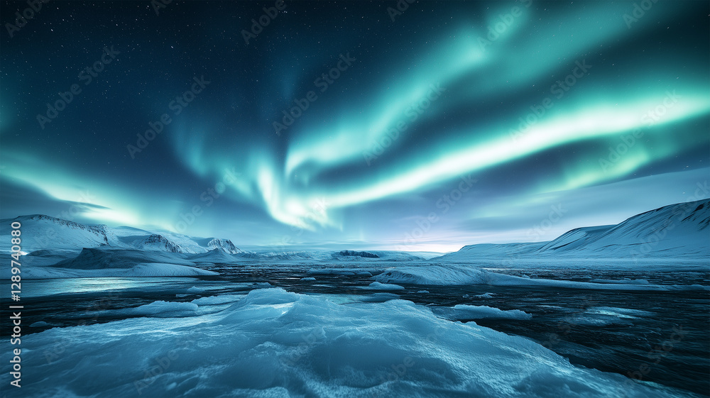 Fototapeta premium 極夜に舞うオーロラ – 極寒の地で捉えた神秘の光