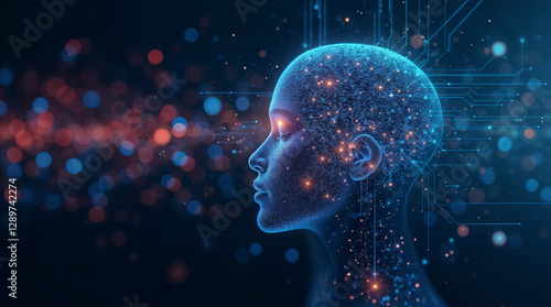 Abstract futuristic background on the theme of artificial intelligence and technology