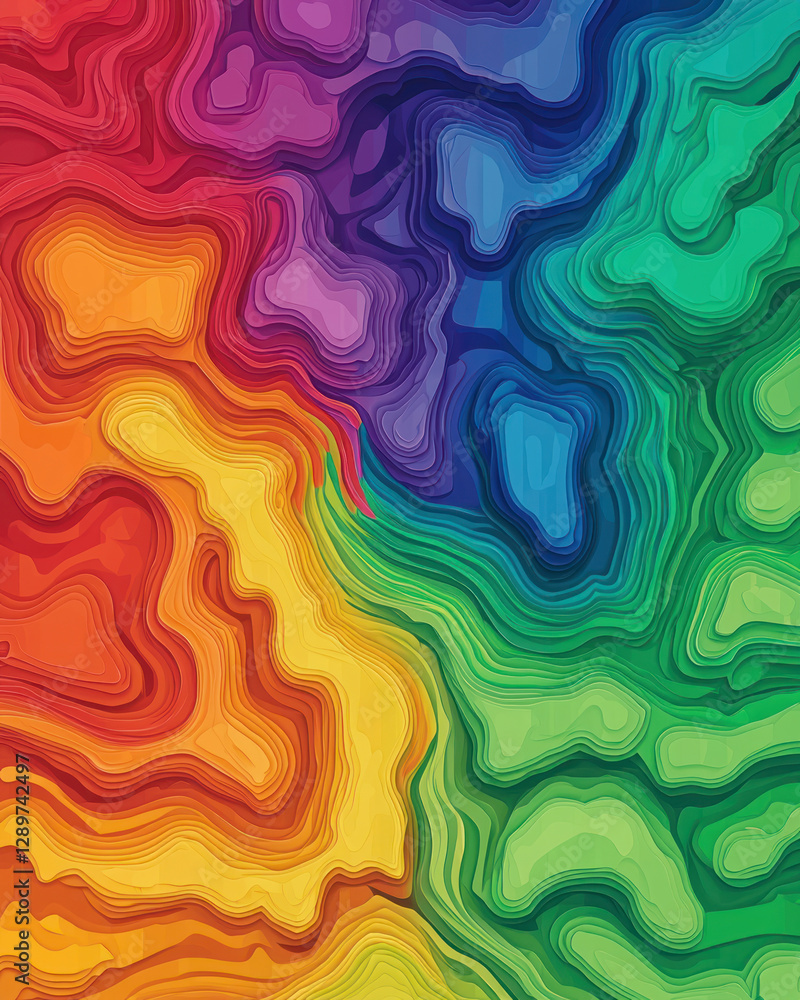 Fototapeta premium A Pride colors layered in topographic map style create vibrant and dynamic visual