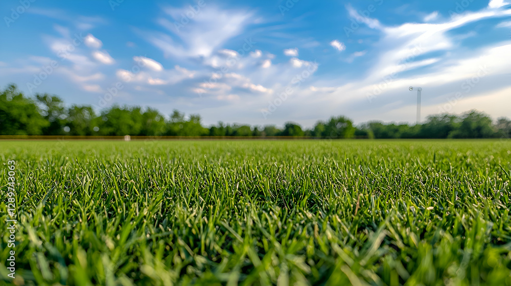 Lush Green Grass Field Under Blue Sky Lush Green Grass Field Under Blue Sky