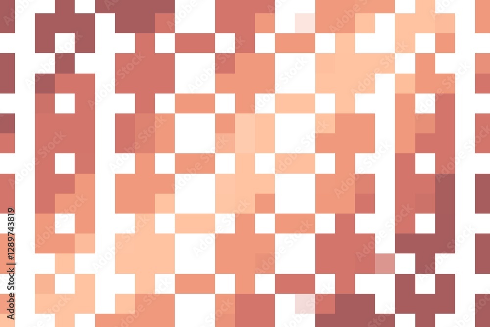 Soft brown and pink pixel square abstract pattern with geometric square alignment. Minimalist digital design concept Soft brown and pink pixel square abstract pattern with geometric square alignment. Minimalist digital design concept