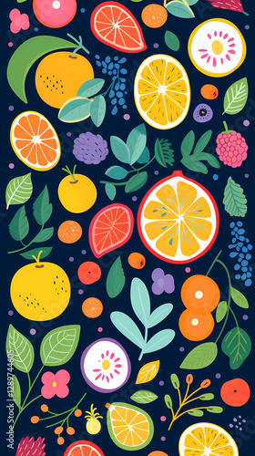 Wallpaper Mural Digital fruit minimalist illustrator in a naive childish style abstract graphic poster background Torontodigital.ca