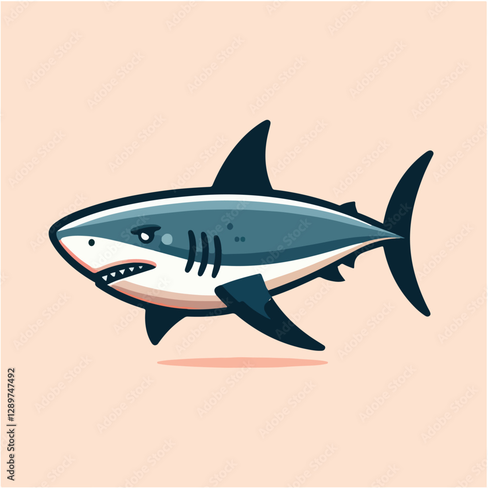 Fototapeta premium A simple and minimalist illustration of a shark with clean lines and a modern aesthetic. Perfect for creative projects, logos, and educational materials.