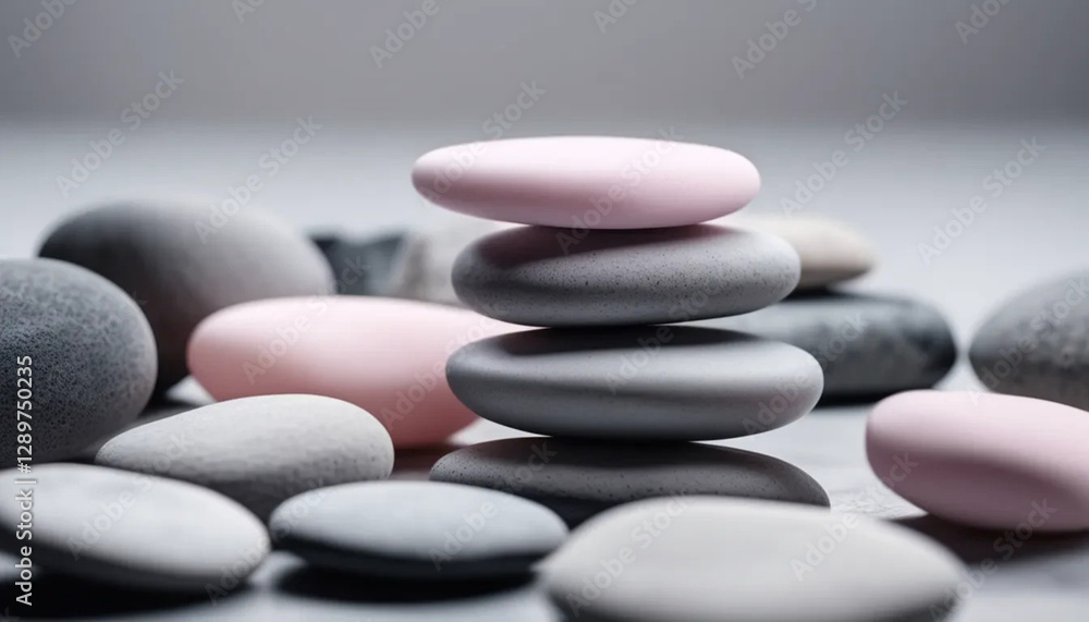 Grey and light pink zen stones on light background. Grey and light pink zen stones on light background.