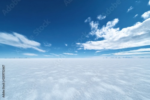 Vast Snow Landscape under a Blue Sky