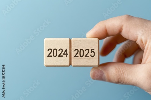 Transition from 2024 to 2025 with Wooden Blocks