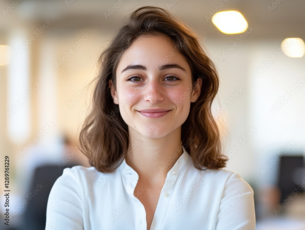 Headshot of a Young Smiling Woman in Business Setting Headshot of a Young Smiling Woman in Business Setting