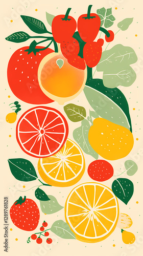 Wallpaper Mural Digital modern fruit minimalist illustrator abstract graphic poster background Torontodigital.ca