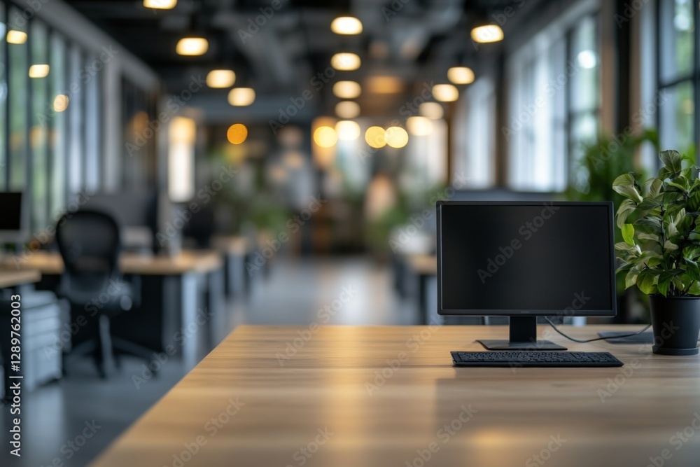 custom made wallpaper toronto digitalModern office workspace with empty desk and computer setup during daylight hours