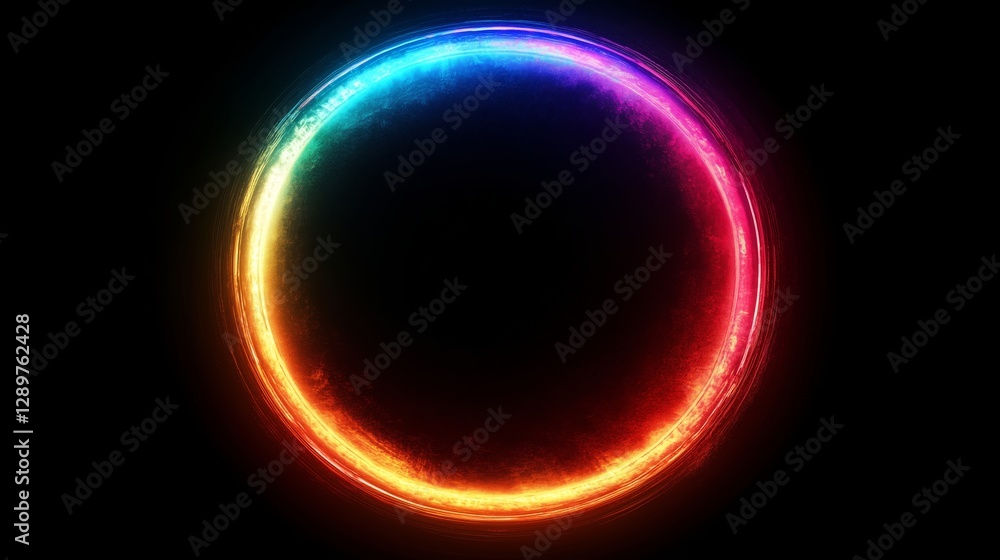 Neon Light Circle with Vibrant Color Spectrum