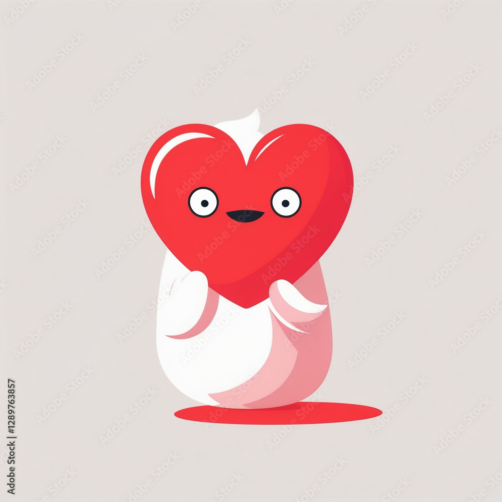 Fototapeta premium Cartoon creature in the form of a red heart