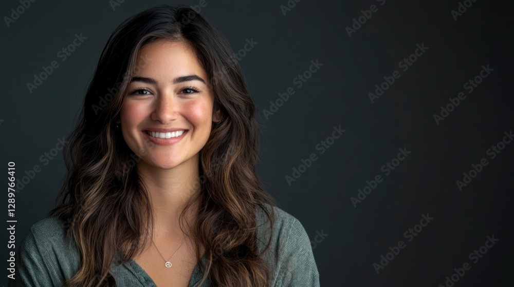 Smiling Brunette Woman Portrait with Copy Space Smiling Brunette Woman Portrait with Copy Space