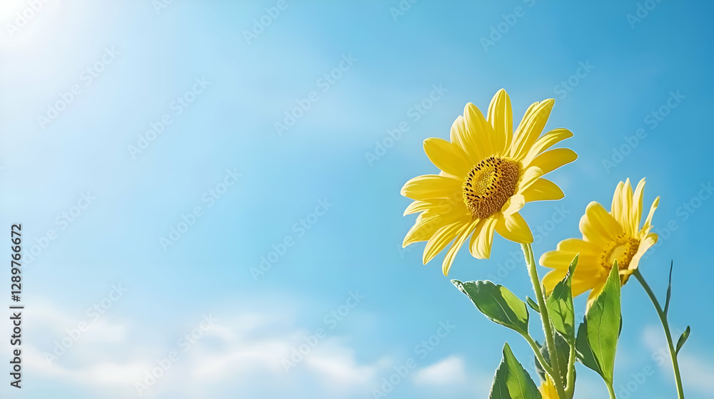Fototapeta premium Vibrant Yellow Sunflowers Against a Bright Blue Sky