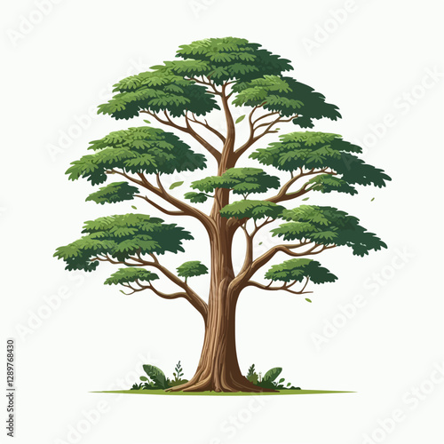teak tree vector illustration