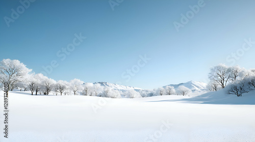 Wallpaper Mural Serene Winter Landscape: Snow Covered Mountains and Trees Under a Clear Blue Sky Torontodigital.ca