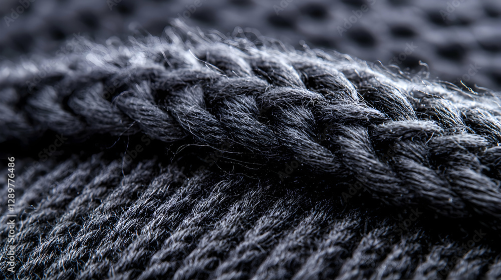 Dark Gray Knitted Fabric Texture Close-Up Dark Gray Knitted Fabric Texture Close-Up