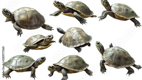Taiwan pond turtles illustration