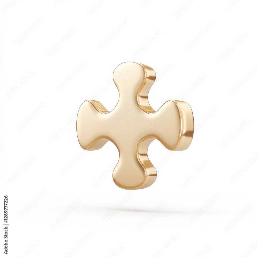 Obraz premium Golden Puzzle Piece on White