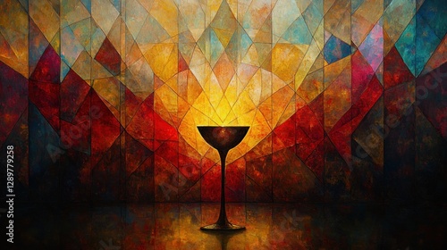Eucharist Communion Chalice Stained Glass Abstract Art