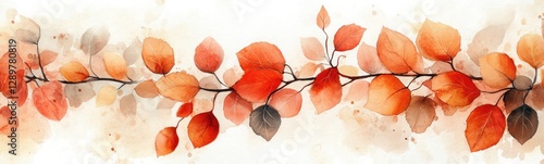 Autumn Leaves Floral Pattern Watercolor Design for Tile Wallpaper Textile Background Decor