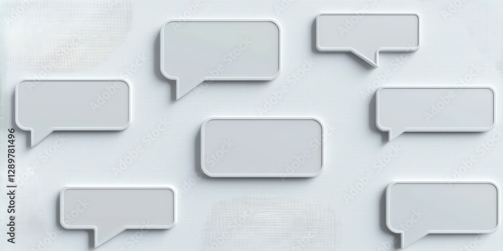 Fototapeta premium A collection of empty speech bubbles on a textured background, ideal for visual communication or dialogue representation.