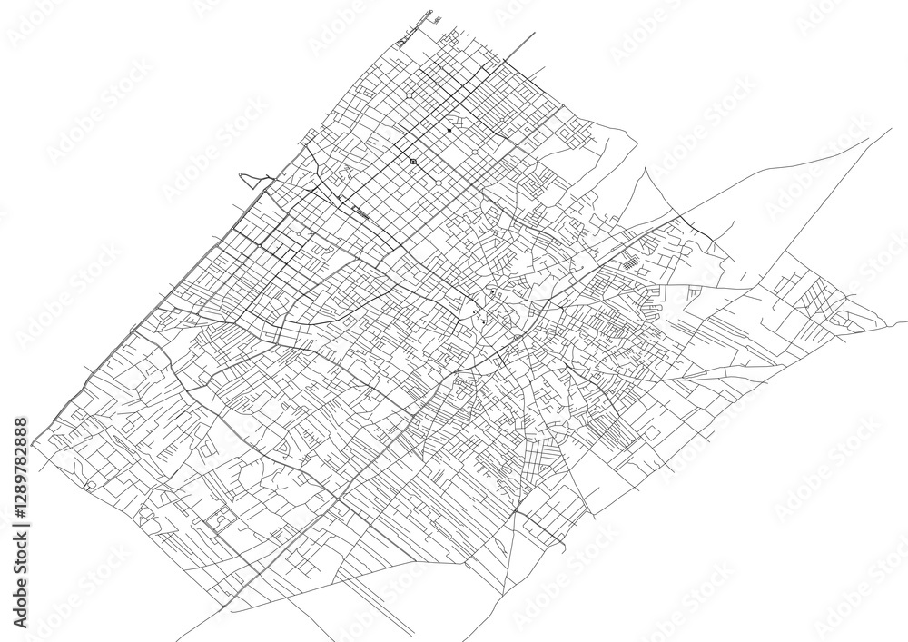 Naklejka premium vector map of highways in gaza with black and white color