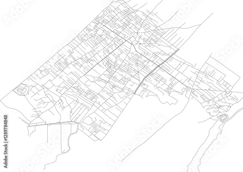 vector map of highways in deir al balah with black and white color photo