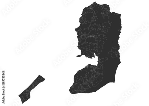 vector silhouette map of the country of Palestine