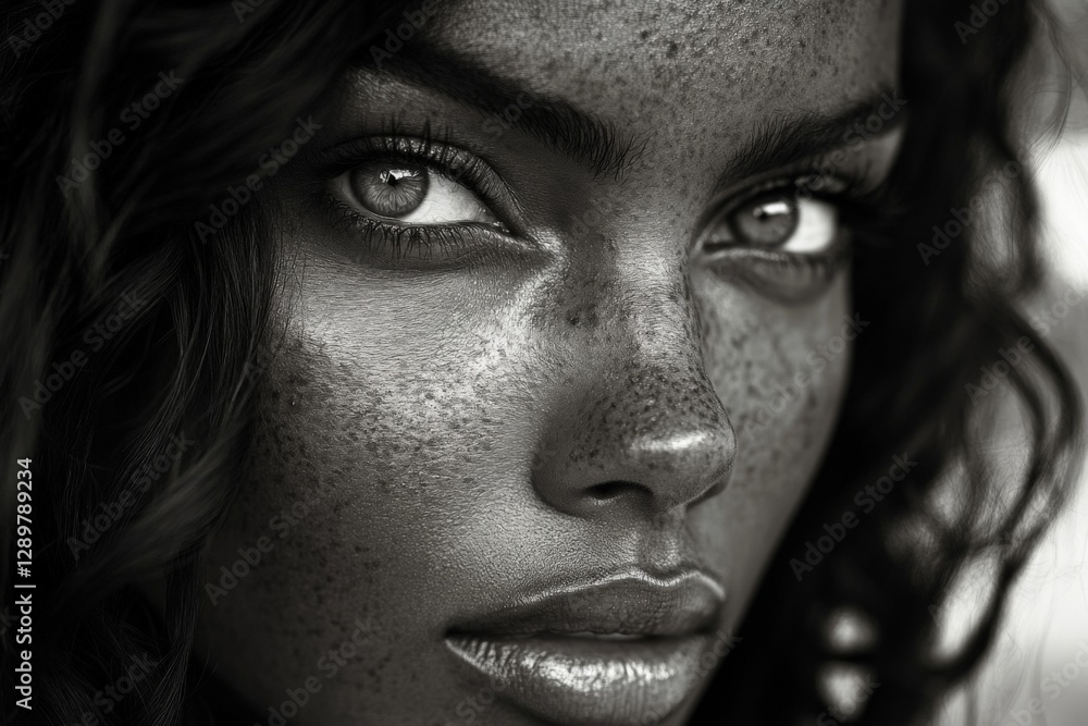 Captivating portrait of a woman with striking features and expressive eyes Captivating portrait of a woman with striking features and expressive eyes