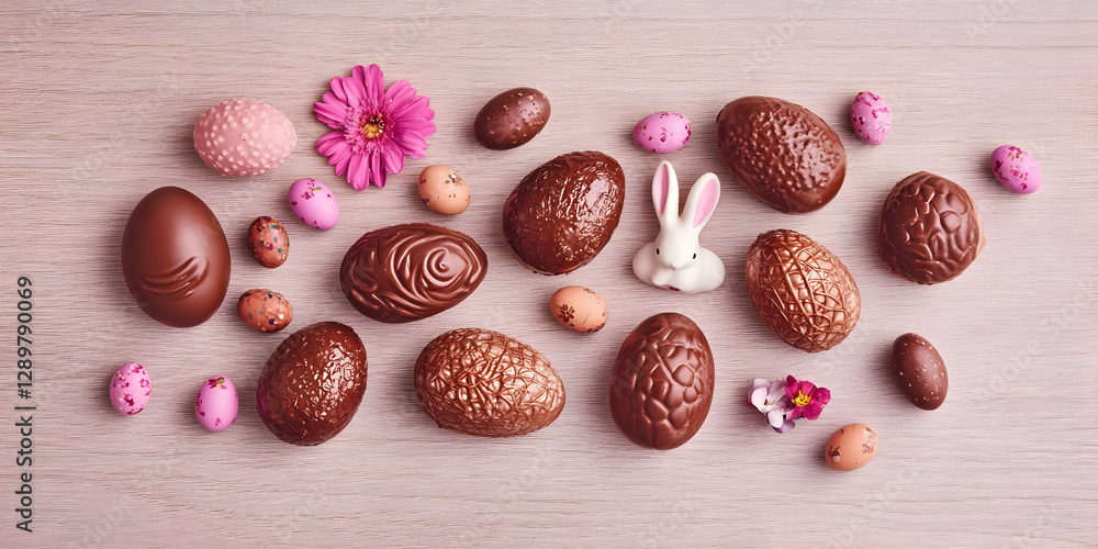 Easter Chocolate Eggs & Bunny Illustration Easter Chocolate Eggs & Bunny Illustration
