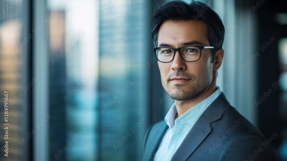Naklejka premium Confident Businessman Posing in Office Building