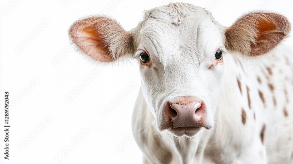 Adorable Calf Portrait: Farm Animal with Curious Expression, livestock elegance Adorable Calf Portrait: Farm Animal with Curious Expression, livestock elegance
