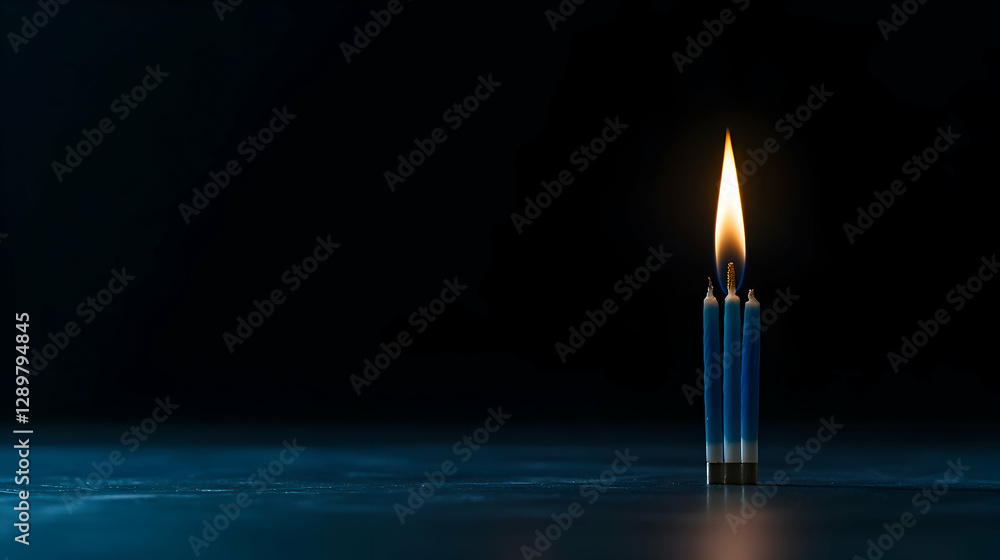 Fototapeta premium Single Blue Candle Flame in Dark Setting