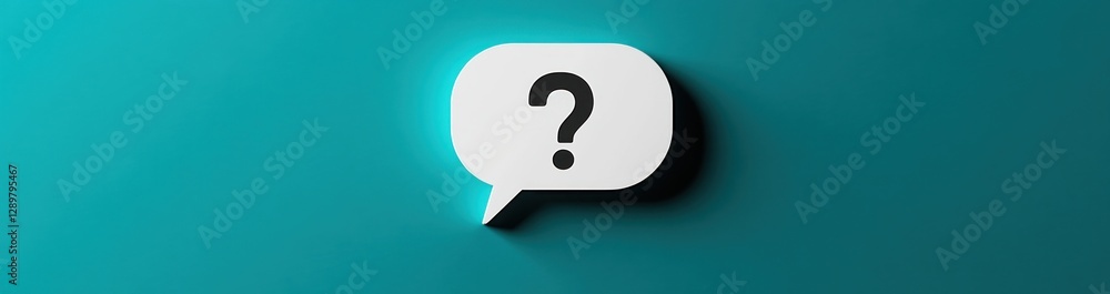 Question Mark on Teal Background Minimalist Design for Business Support and Advice Concept Question Mark on Teal Background Minimalist Design for Business Support and Advice Concept