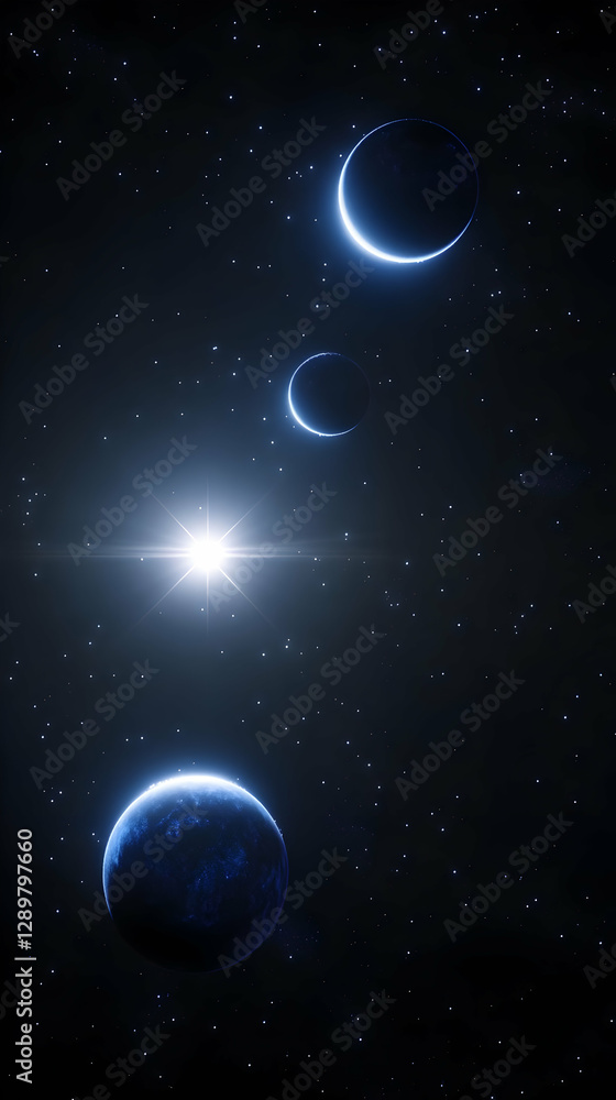 Fototapeta premium Illustration - Cosmic Dance Planets Stars Galaxy Universe Space Astronomy Solar System
