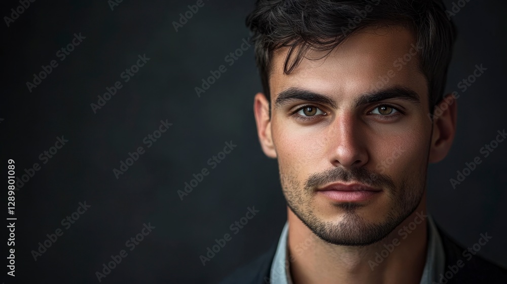 Pensive Brunet Man Portrait - Authentic, Portrait, Close up Pensive Brunet Man Portrait - Authentic, Portrait, Close up