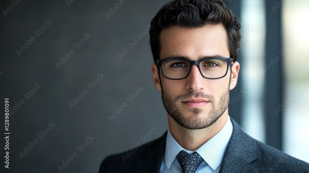 Confident Businessman Portrait with Eyeglasses, Corporate Style Confident Businessman Portrait with Eyeglasses, Corporate Style